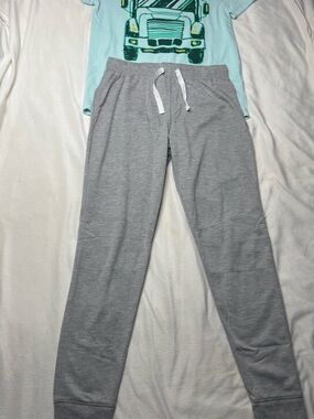Gymboree Light Gray Kids Jogger Pants with White Drawstring